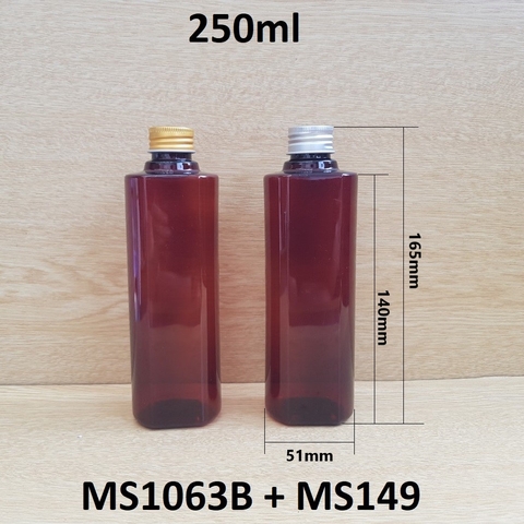 Chai vuông nắp nhôm cuốn 250ml