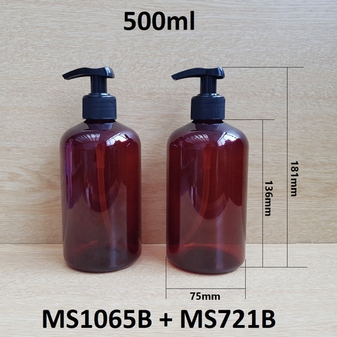 Chai bầu tròn nâu vòi đen 500ml