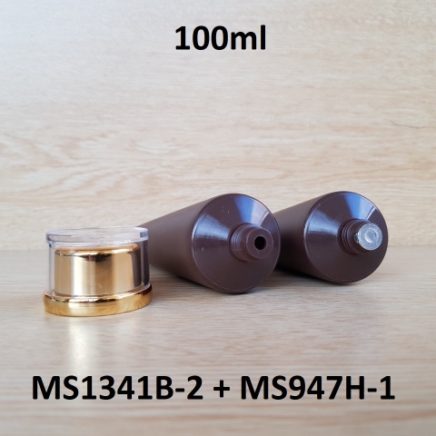 Tuýp tròn nâu nhám nắp vàng 100ml