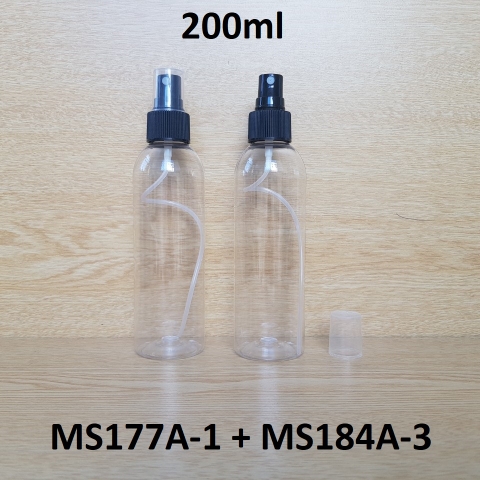 Chai trong vai tròn phun sương sọc đen 200ml