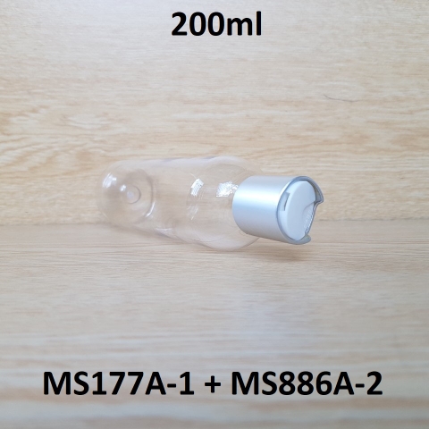 Chai trong vai tròn nắp nhấn trắng xi bạc 200ml