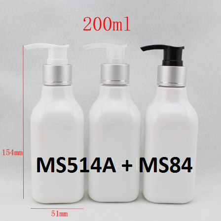 Chai trắng đục cổ cao vòi van xi bạc 200ml