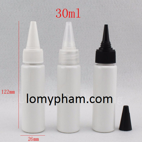 Chai trắng đục vai ngang nắp nhọn 30ml