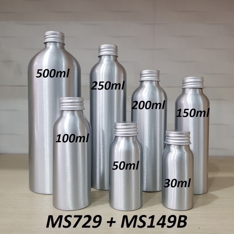 Chai nhôm nắp bạc cuốn