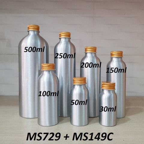 Chai nhôm nắp vàng cuốn