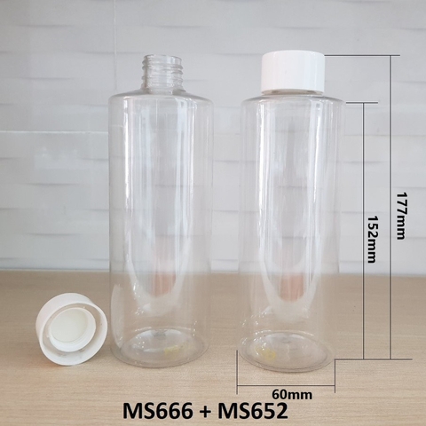 Chai trong vai ngang nắp vặn trắng 400ml