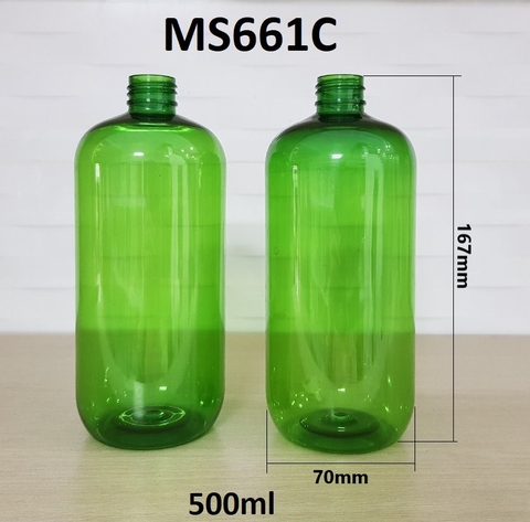 Chai xanh lá nắp vặn kim cương bạc 500ml