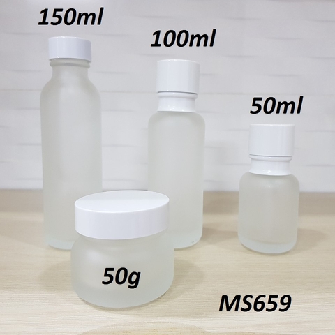 Bộ thủy tinh mờ nắp trắng