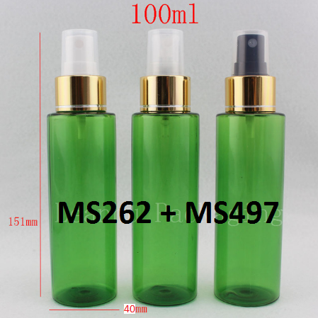 Chai xanh lá ngang phun sương xi vàng 100ml