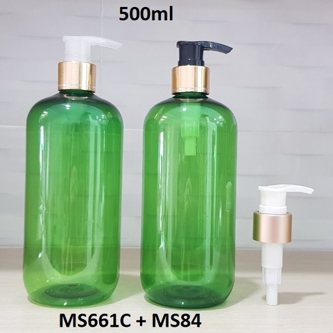 Chai xanh lá vòi van xi vàng 500ml