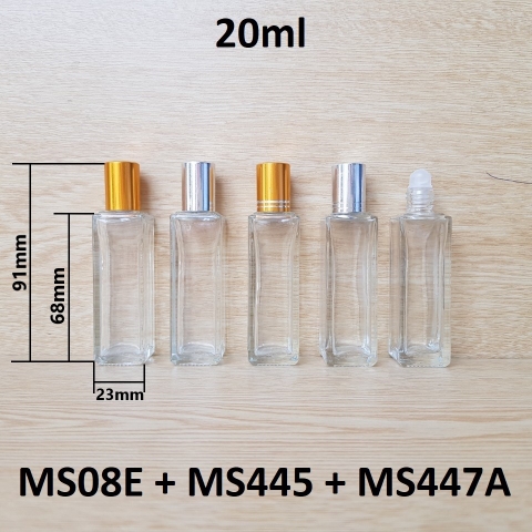 Chai lăn vuông cao bi nhựa 20ml