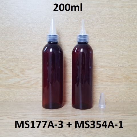 Chai nâu vai tròn nắp nhọn sọc trong 200ml