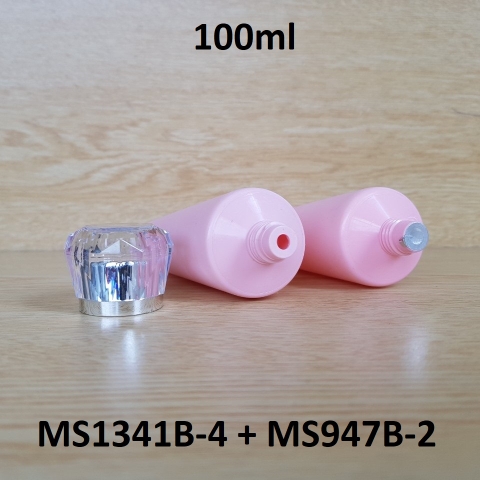 Tuýp tròn hồng nhám nắp bạc 100ml