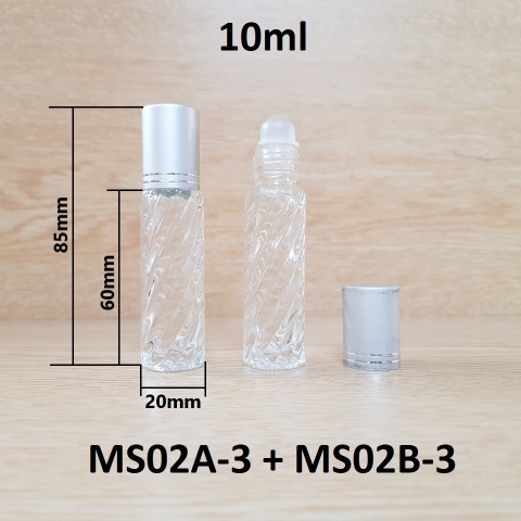 Chai TT bi lăn xoắn nắp bạc 2 viền 10ml