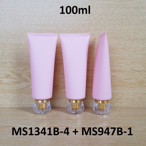 Tuýp tròn hồng nhám nắp vàng 100ml
