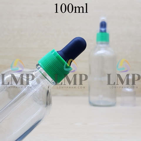 Chai tinh dầu nắp bóp khoen nhựa sọc có nắp chụp 100ml