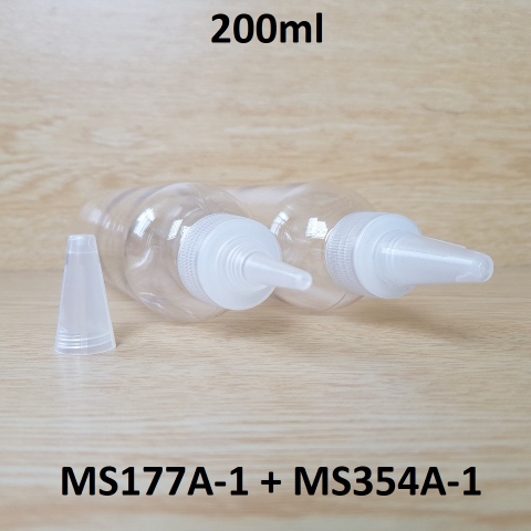Chai trong vai tròn nắp nhọn sọc trong 200ml