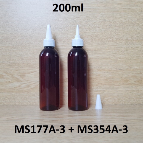 Chai nâu vai tròn nắp nhọn sọc trắng 200ml