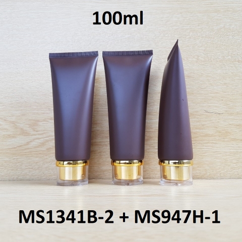 Tuýp tròn nâu nhám nắp vàng 100ml