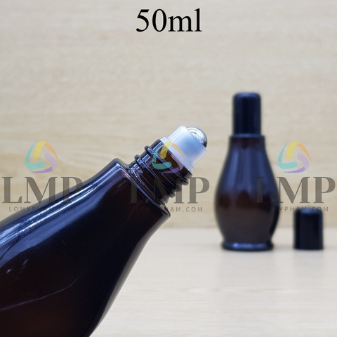 Chai đèn dầu nắp đen đầu bi lăn sắt 50ml
