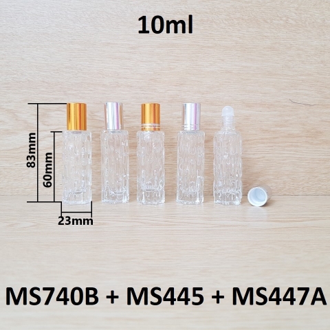 Chai lăn khổ qua đít chai lục giác bi nhựa 10ml