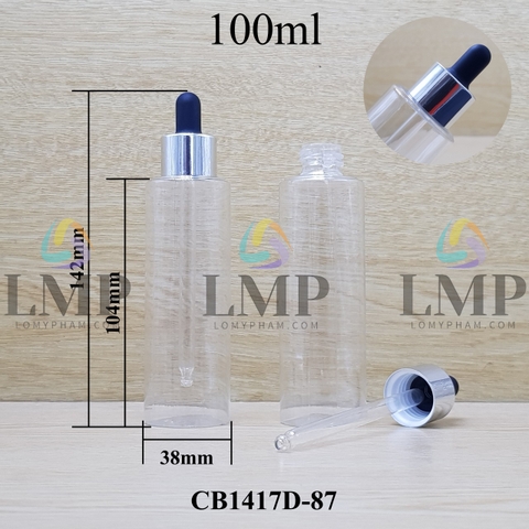 Chai PETG vai ngang nắp bóp khoen nhôm 100ml