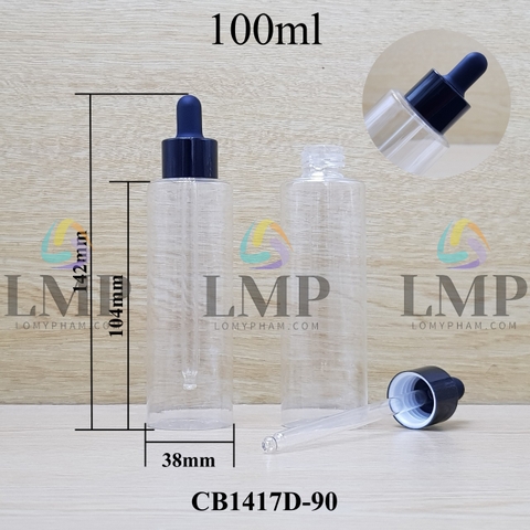 Chai PETG vai ngang nắp bóp khoen nhôm 100ml