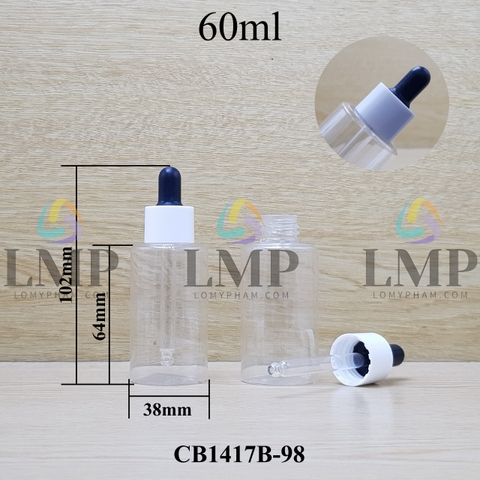 Chai PETG vai ngang nắp bóp khoen nhựa 60ml