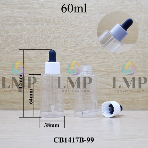 Chai PETG vai ngang nắp bóp khoen nhựa 60ml