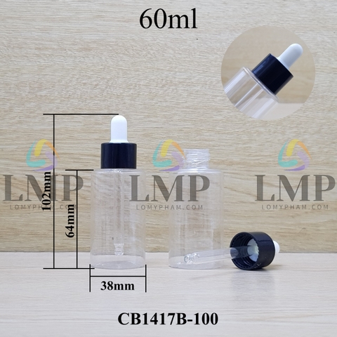 Chai PETG vai ngang nắp bóp khoen nhựa 60ml