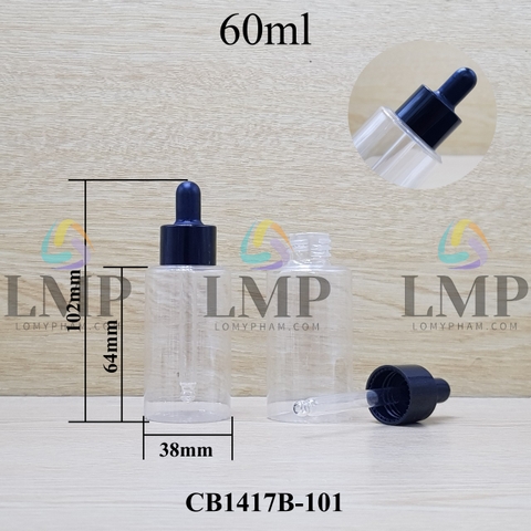 Chai PETG vai ngang nắp bóp khoen nhựa 60ml