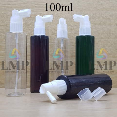 Chai PET vai ngang đầu xịt mũi 90 độ 100ml