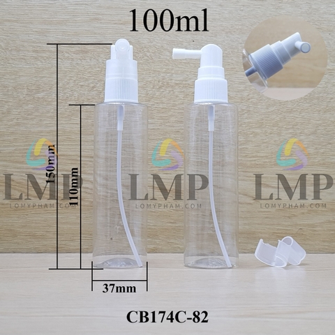 Chai PET vai ngang đầu xịt mũi 90 độ 100ml