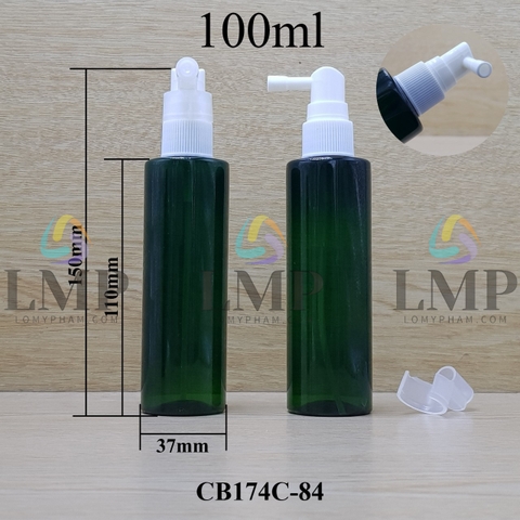 Chai PET vai ngang đầu xịt mũi 90 độ 100ml
