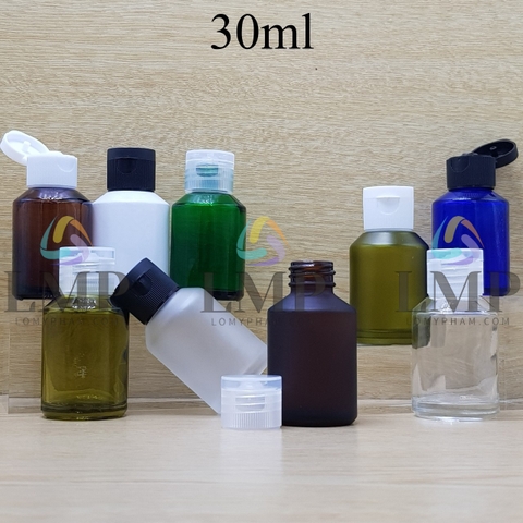 Chai thủy tinh vát nắp bật sọc 30ml