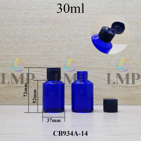 Chai thủy tinh vát nắp bật sọc 30ml