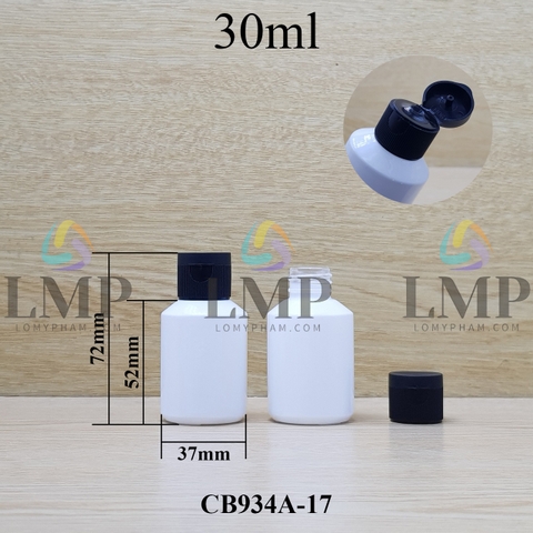 Chai thủy tinh vát nắp bật sọc 30ml