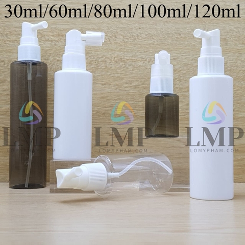 Chai PETG vai ngang đầu xịt mũi 90 độ