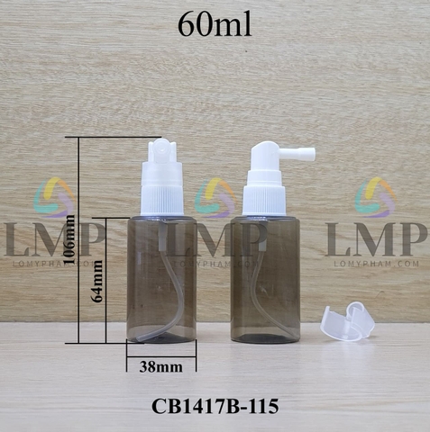 Chai PETG vai ngang đầu xịt mũi 90 độ