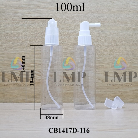 Chai PETG vai ngang đầu xịt mũi 90 độ