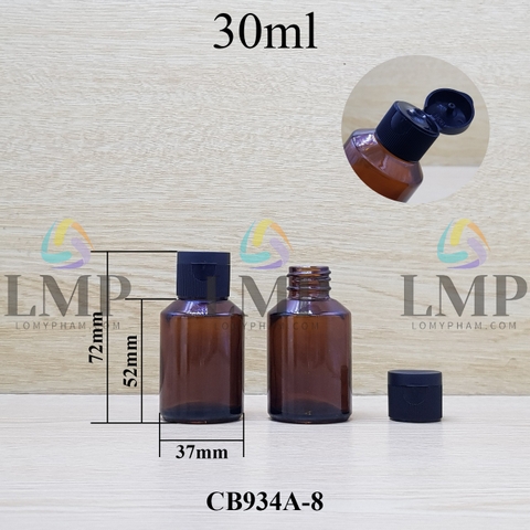 Chai thủy tinh vát nắp bật sọc 30ml