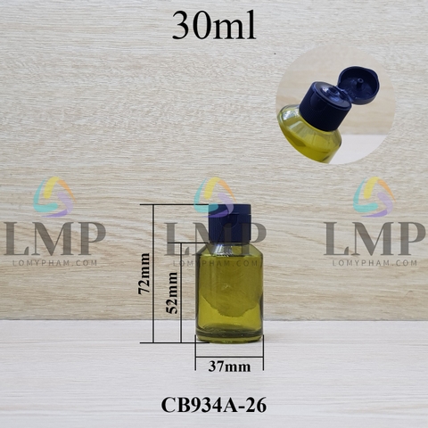 Chai thủy tinh vát nắp bật sọc 30ml