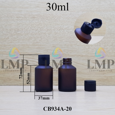 Chai thủy tinh vát nắp bật sọc 30ml