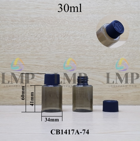 Chai PETG vai ngang nắp push down and turn sọc