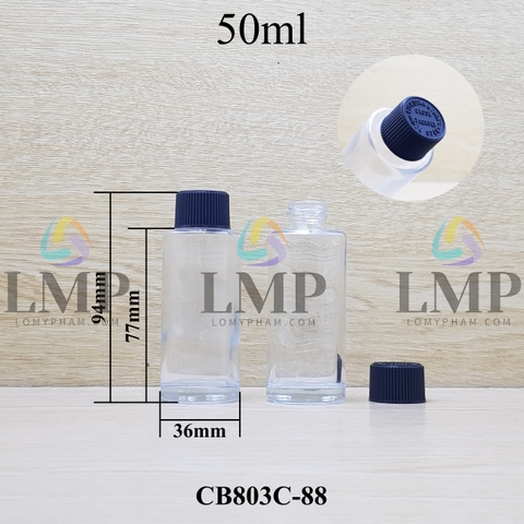 Chai thủy tinh nắp push down and turn sọc