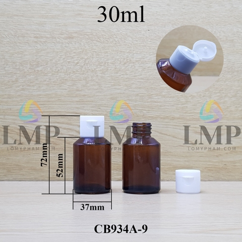 Chai thủy tinh vát nắp bật sọc 30ml