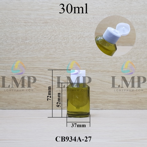 Chai thủy tinh vát nắp bật sọc 30ml