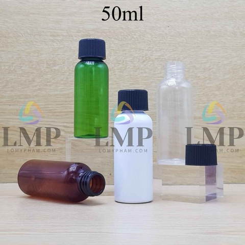 Chai vai tròn nắp push down and turn sọc 50ml