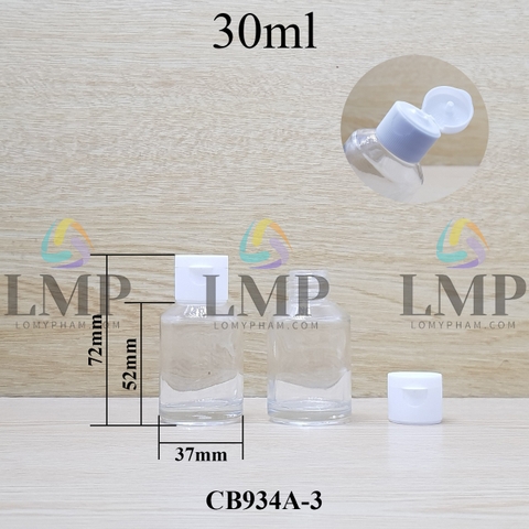 Chai thủy tinh vát nắp bật sọc 30ml