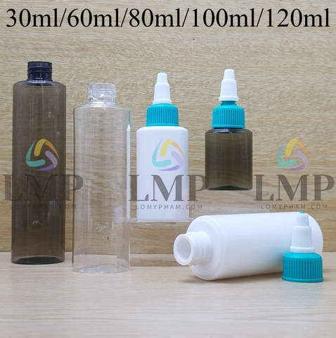 Chai PETG vai ngang nắp nhọn sọc tattoo